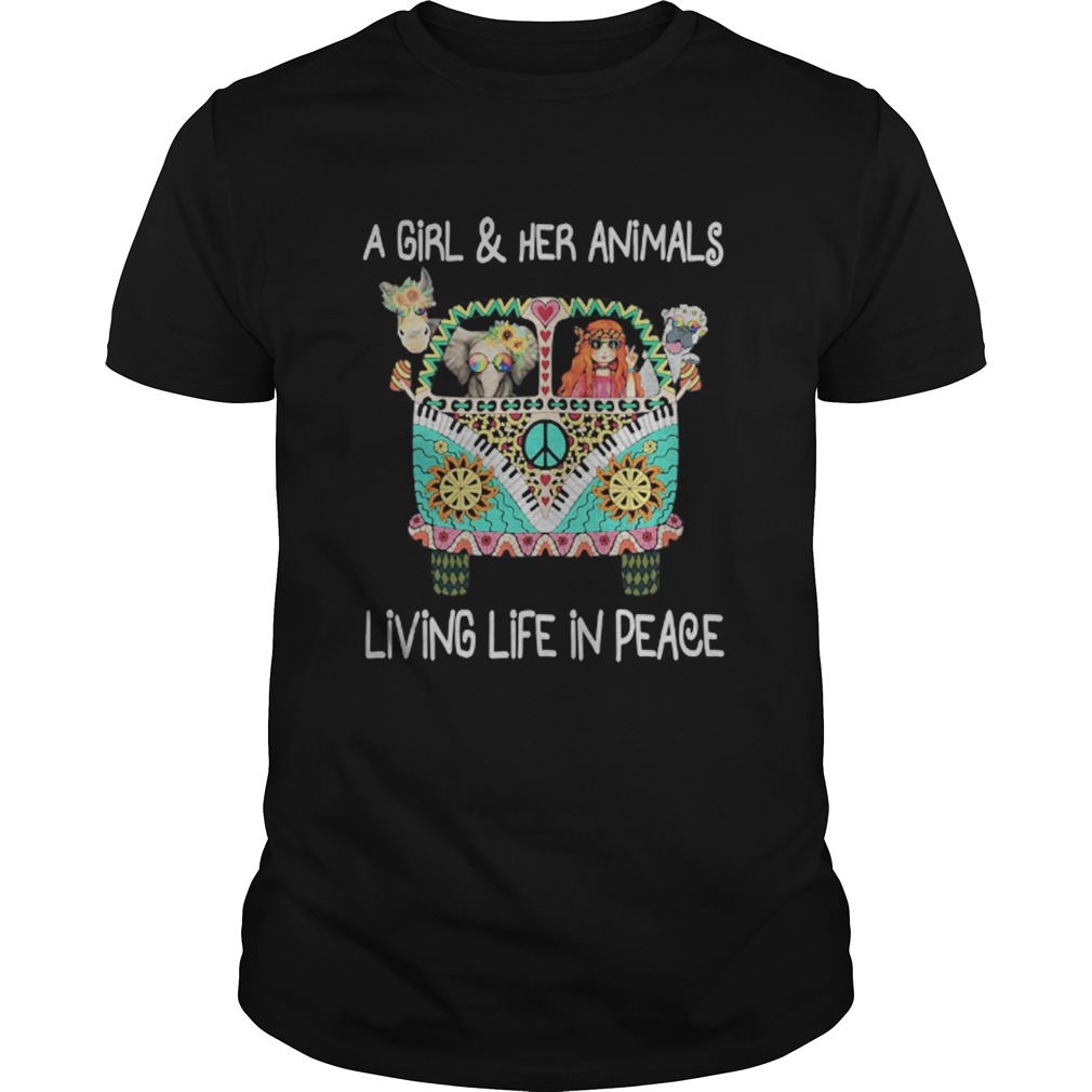 Hippie A girl and her animals living life in peace shirt
