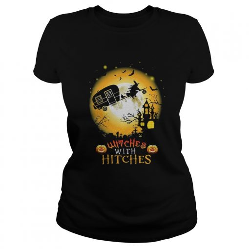 Ladies Tee Witches with hitches camping Halloween shirt