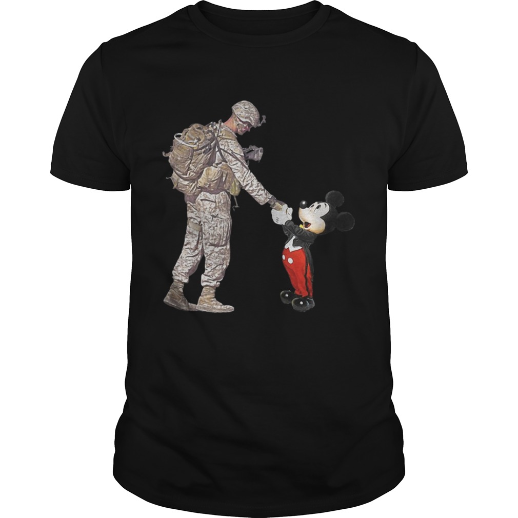 Mickey mouse and Army Soldier shaking hands shirt