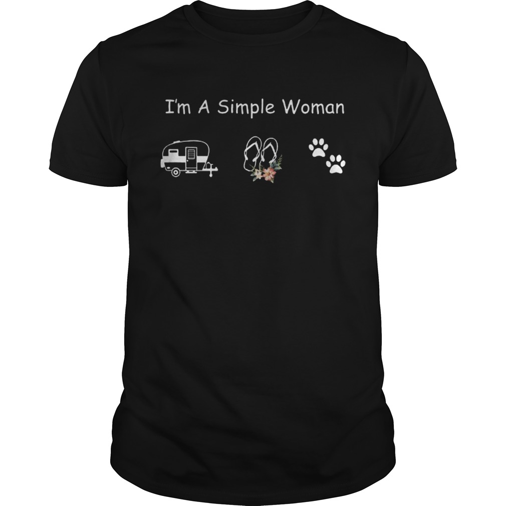 I’m a simple woman I like camping Flip flop and dog shirt