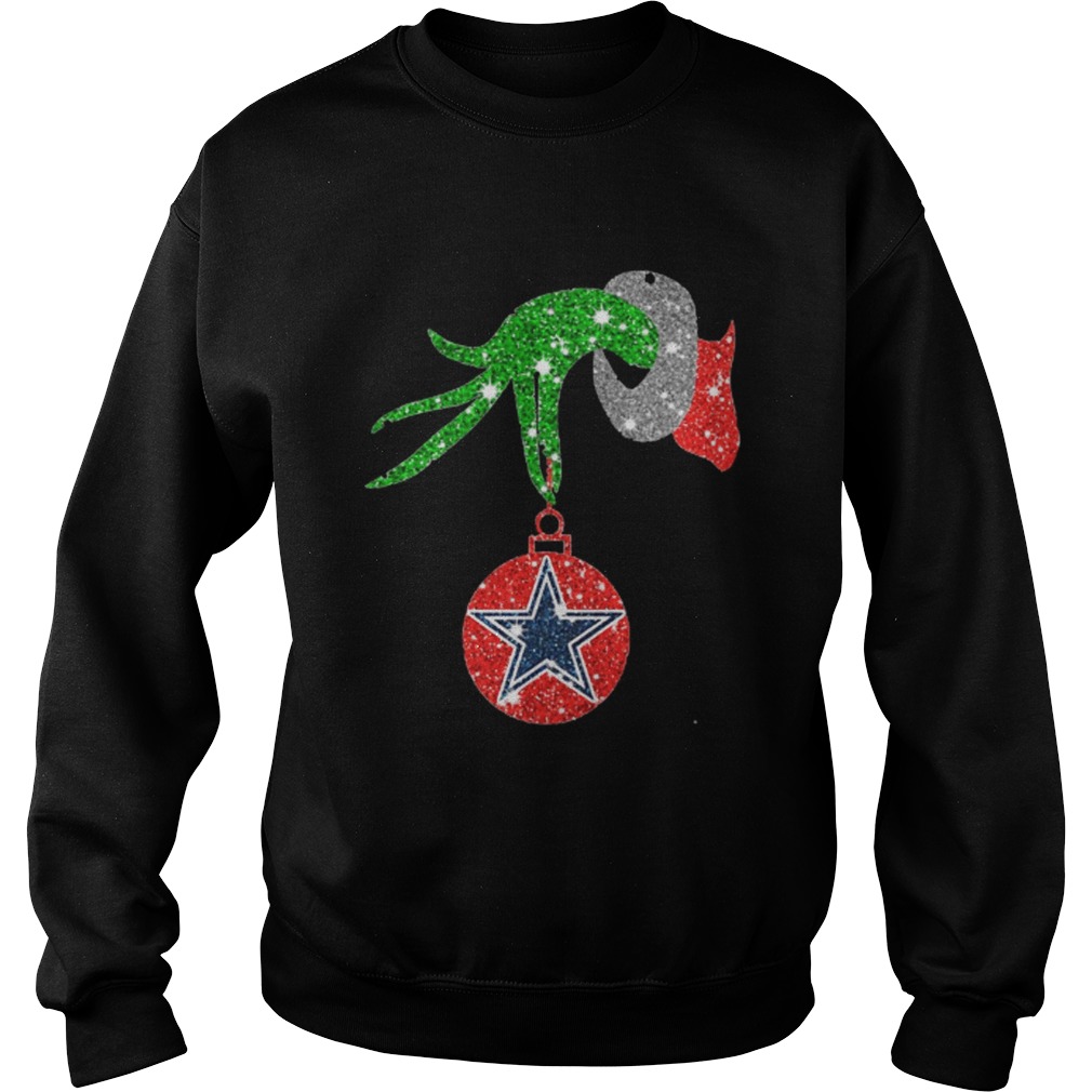 Grinch Hand Ornament Dallas Cowboys Glitter Christmas shirt - Kingteeshop