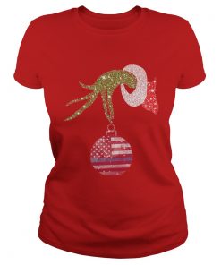 Grinch hand holding Ornament American Christmas Ladies Tee