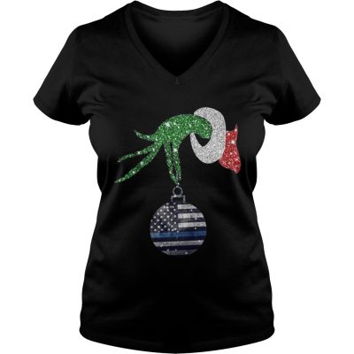 Grinch hand holding Ornament American Christmas VNeck