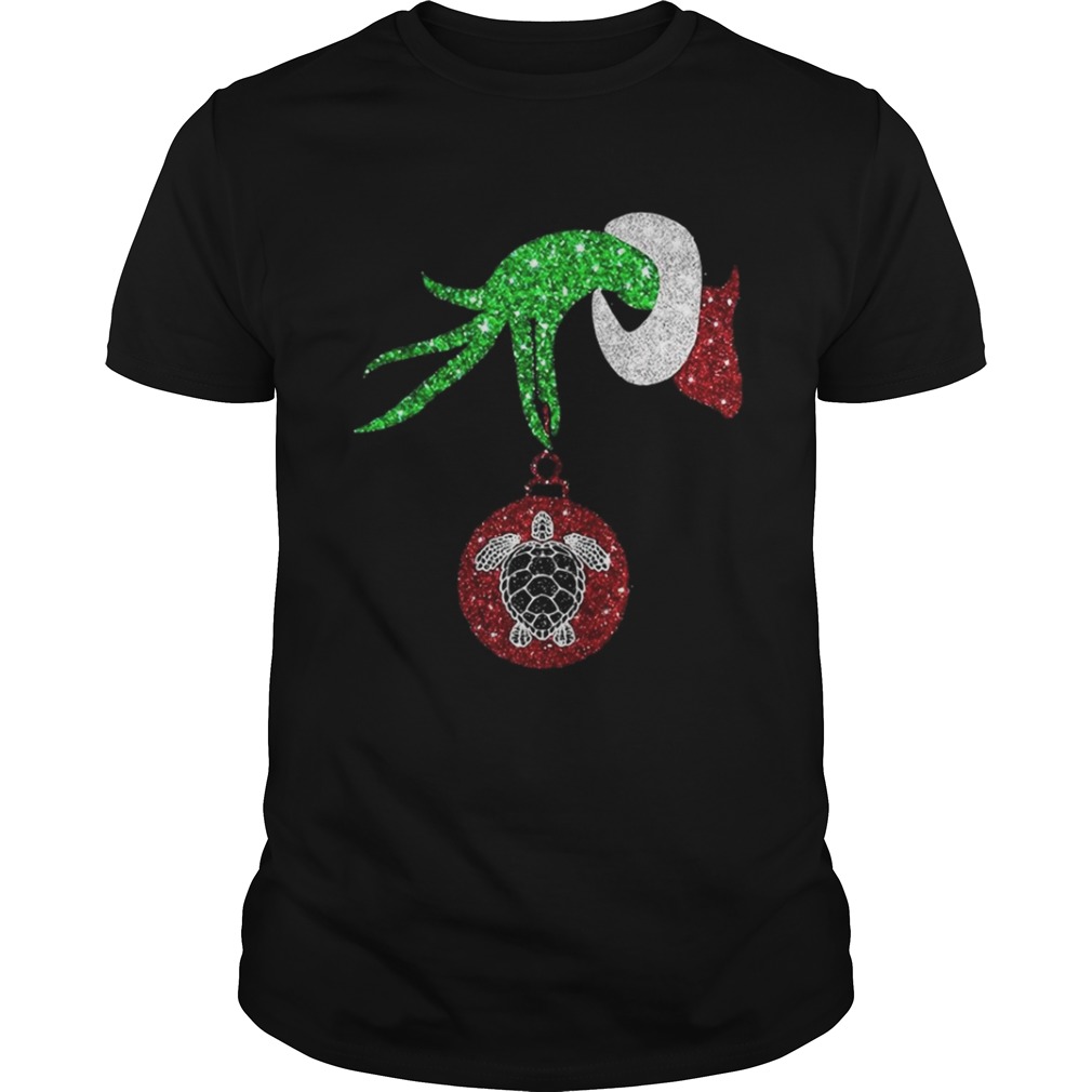 Grinch hand holding turtle ornament shirt