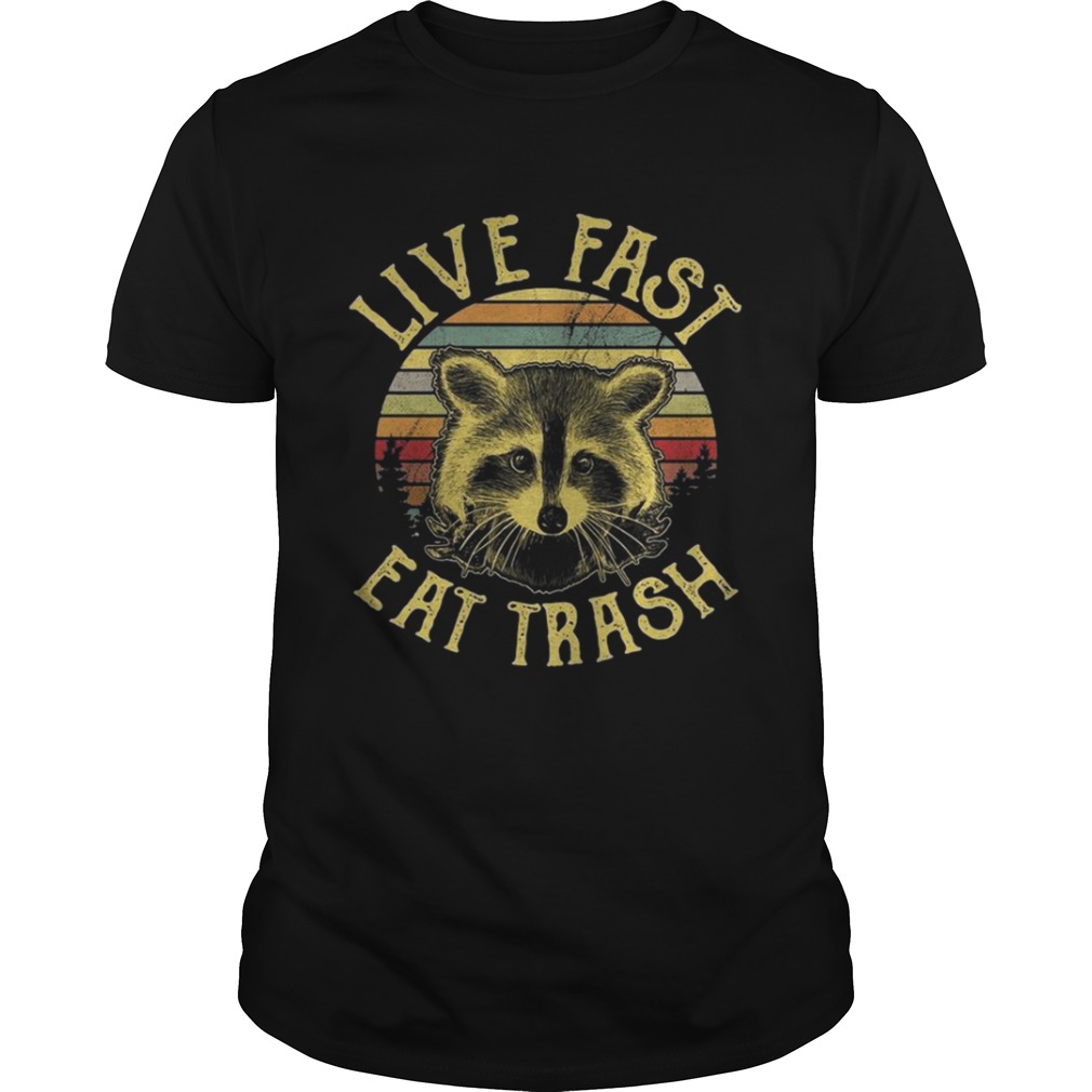 Raccoon live fast eat trash sunset shirt