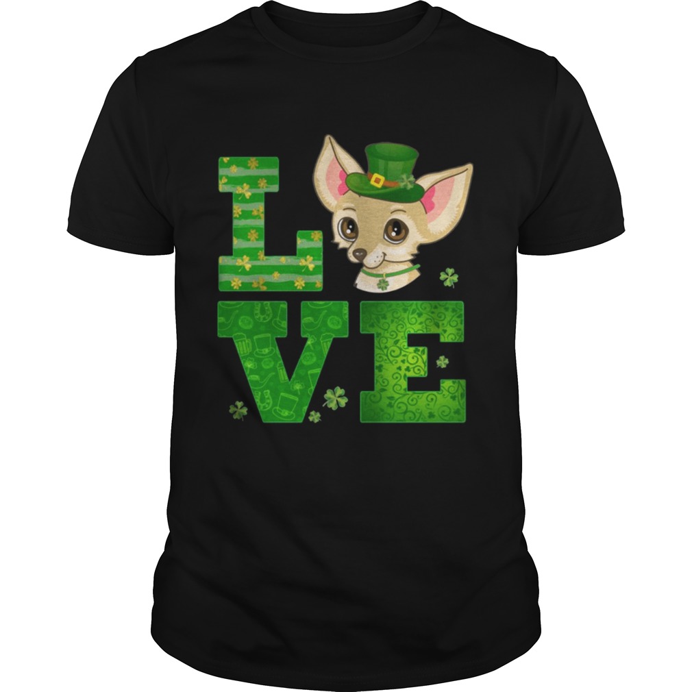 Love Chihuahua St Patricks Day Green Shamrock T-Shirt