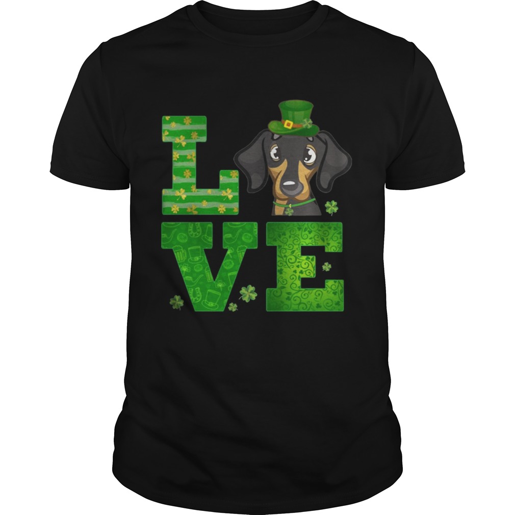 Love Dachshund St Patricks Day Green Shamrock T-Shirt