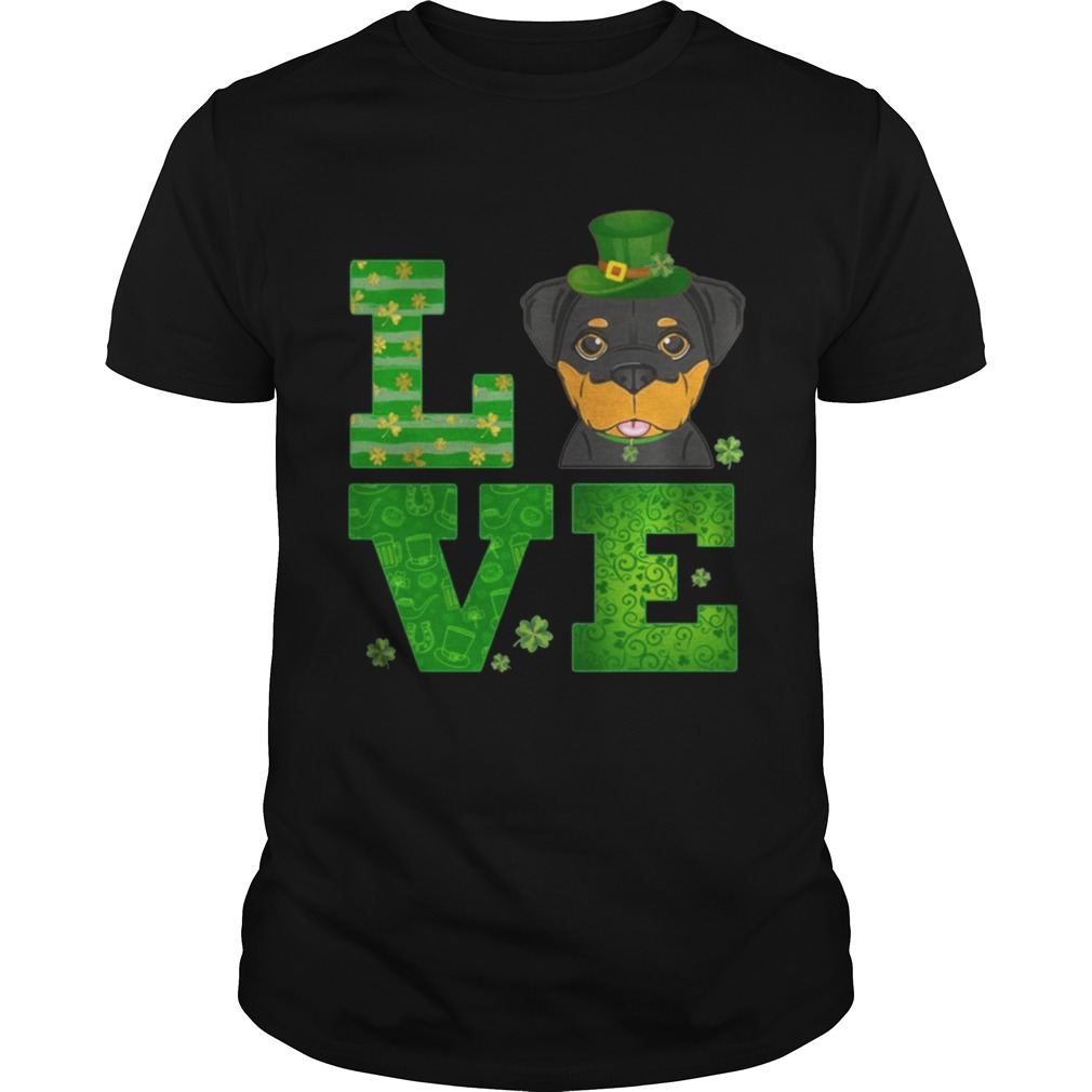 Love Rottweiler St Patricks Day Green Shamrock T-Shirt