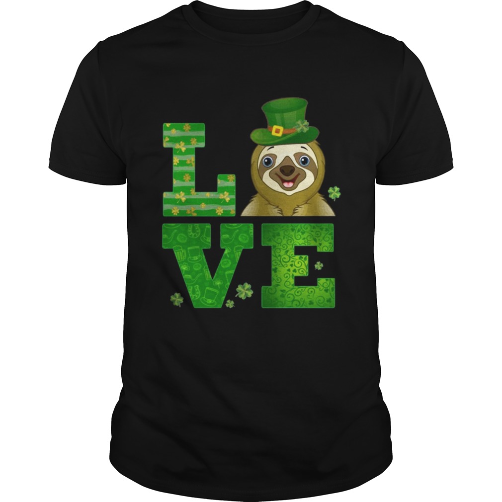 Love Sloth St Patricks Day Green Shamrock T-Shirt