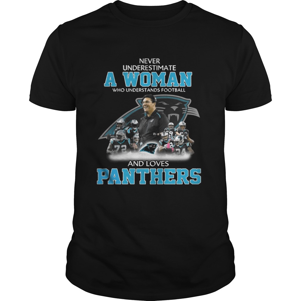 Never Underestimate a Woman Who Understands Football And Loves Panthers T-shirt