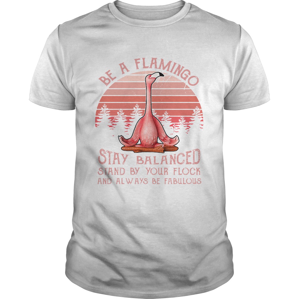 Be a flamingo stay balanced stand by your flock and always be fabulous retro shirt