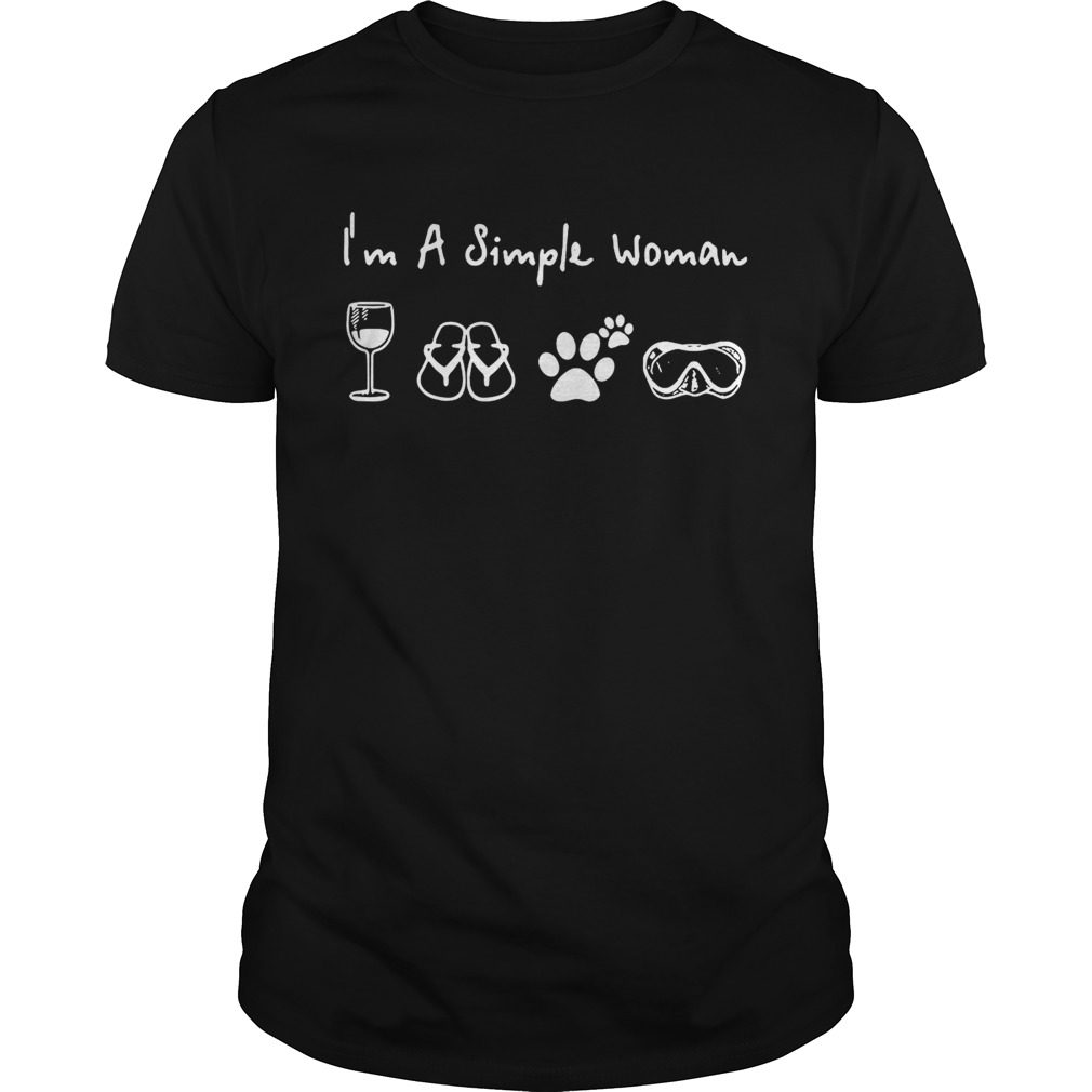 I’m a simple woman I love wine flip flop dog paw and camping shirt