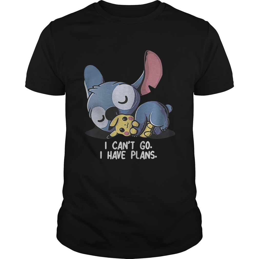 Stitch hug Pikachu I can’t go I have plans shirt,