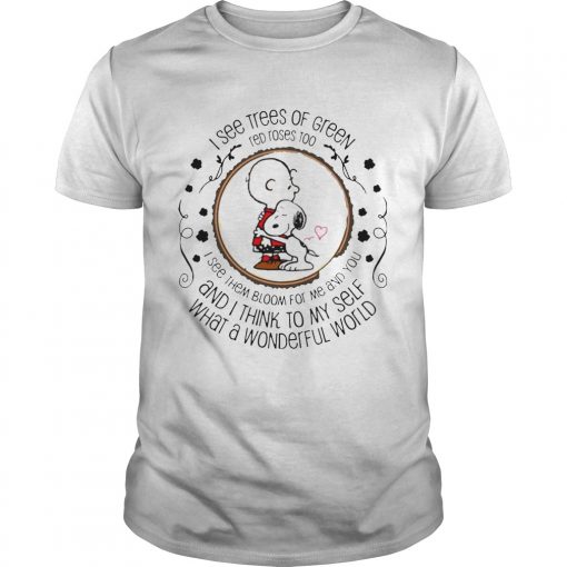Guys Louis Armstrong What A Wonderful World Snoopy Peanut Gift Shirt