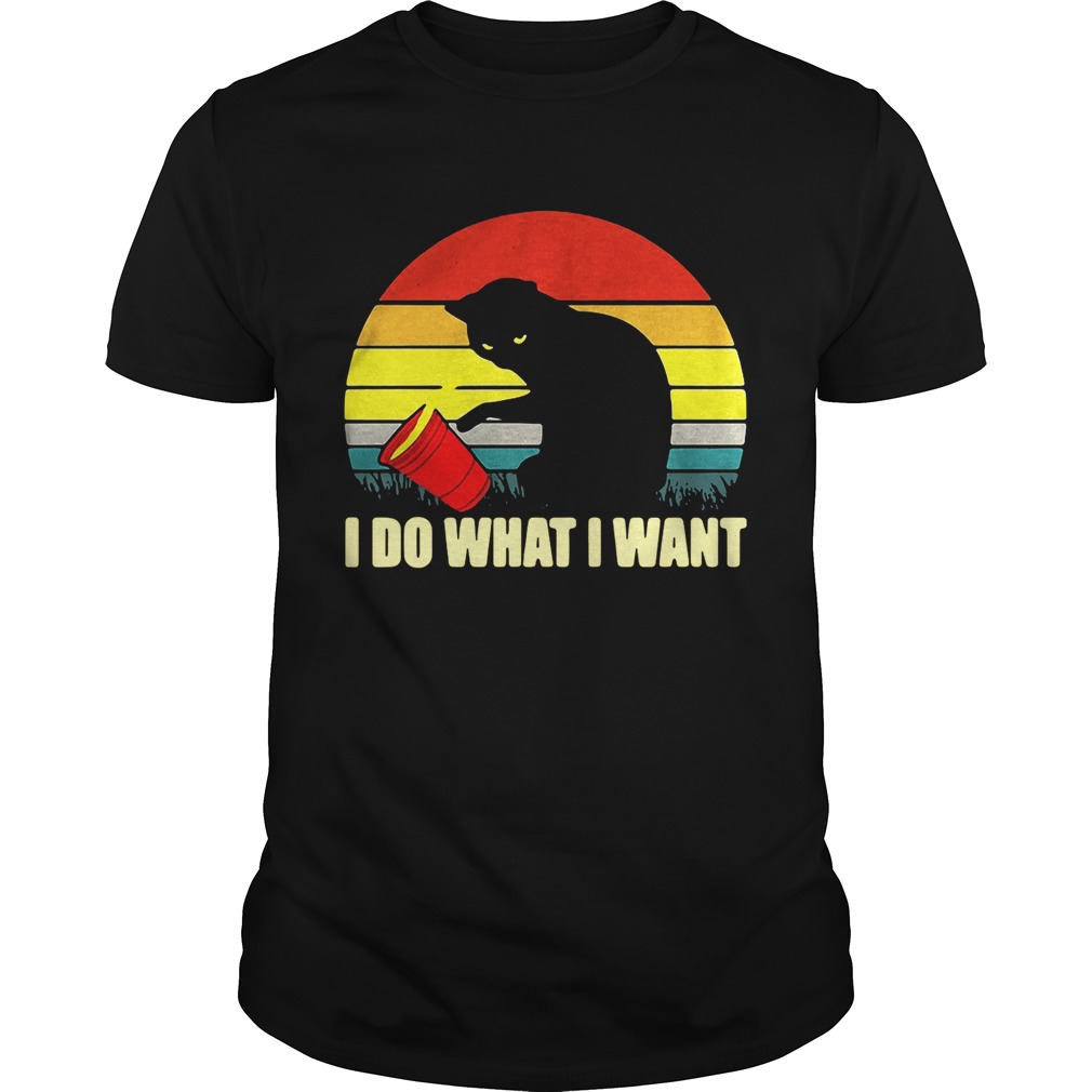 The cat spilled over the cup I do what I want retro shirt
