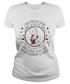Ladies Tee Louis Armstrong What A Wonderful World Snoopy Peanut Gift Shirt