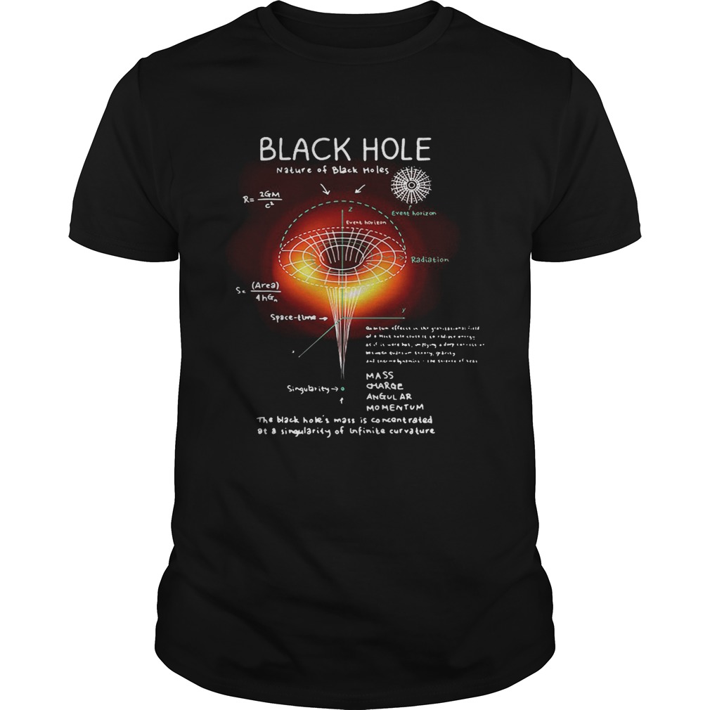 Black Hole diagram nature of Black Holes mass charges angular momentum tshirt