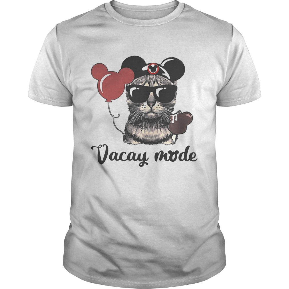 Cat with Mickey Mouse ears vacay mode shirt