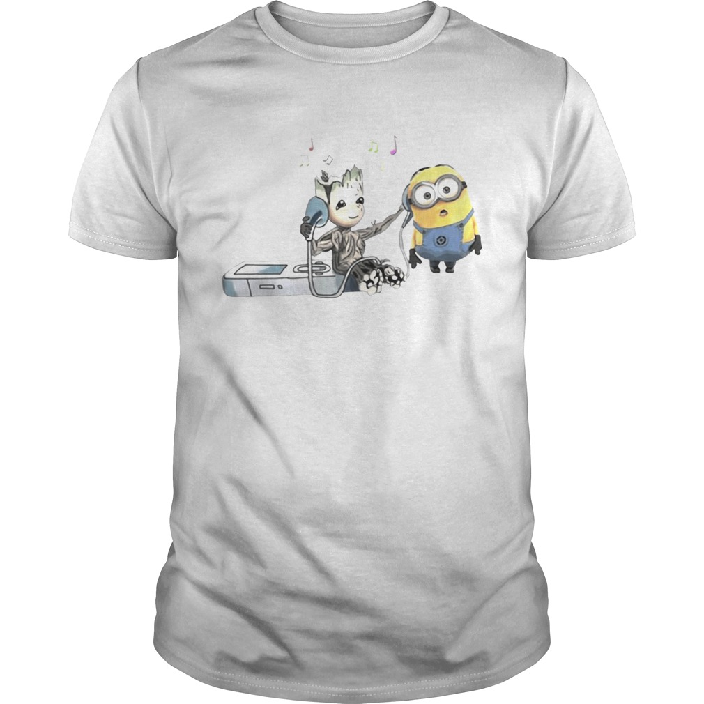 Groot And Minion Listening To Music tshirt