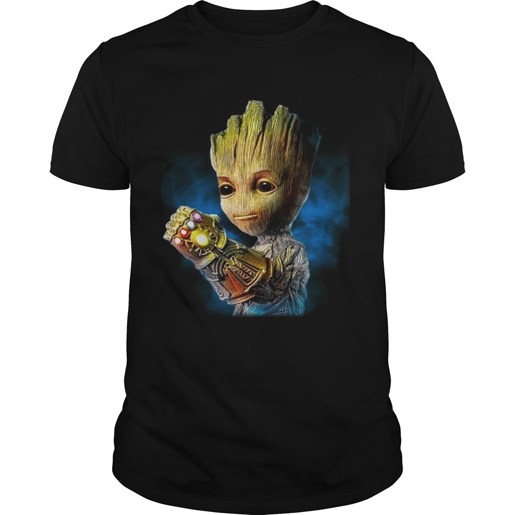 Groot with the infinity gauntlet shirt