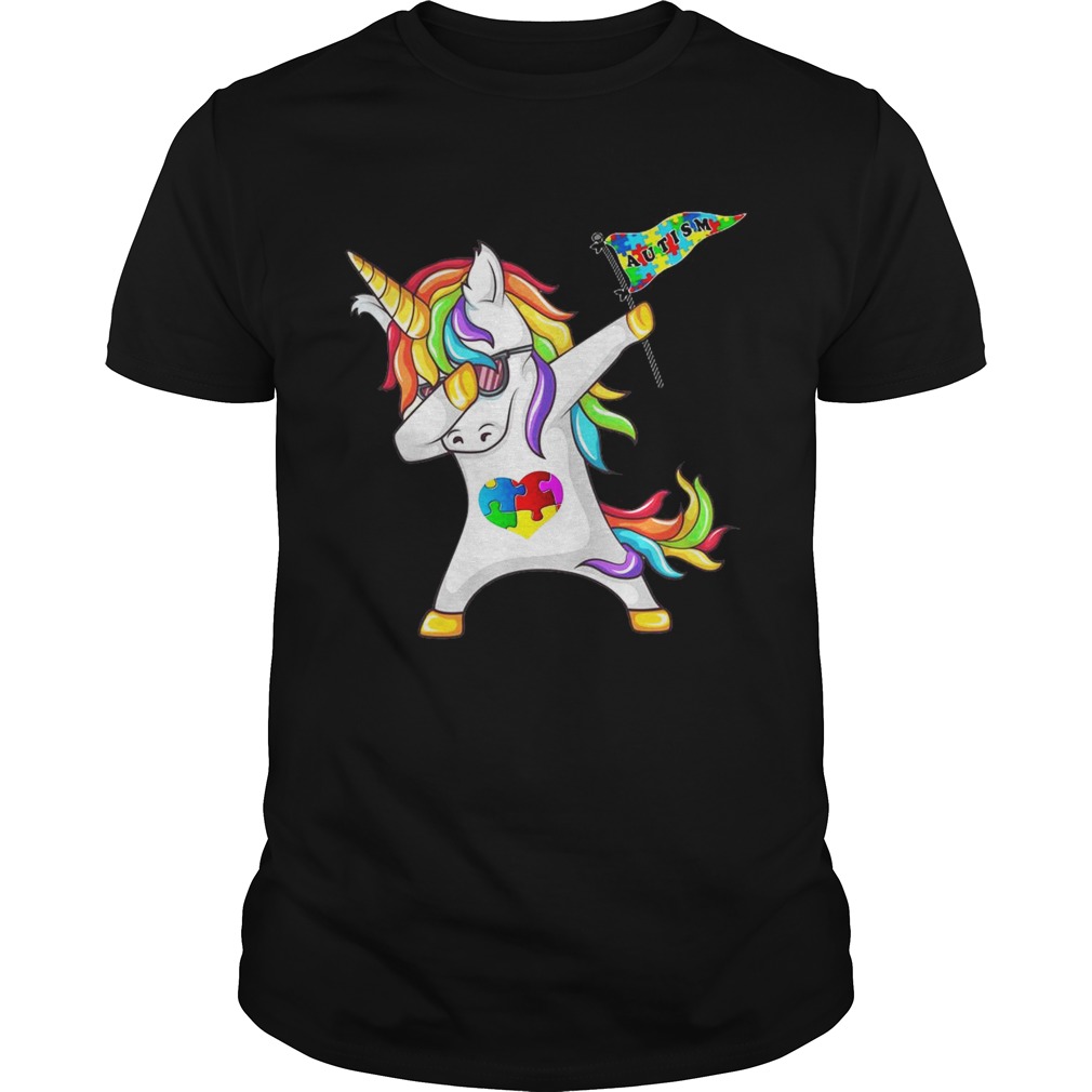 Unicorn dabbing Autism Flag shirt