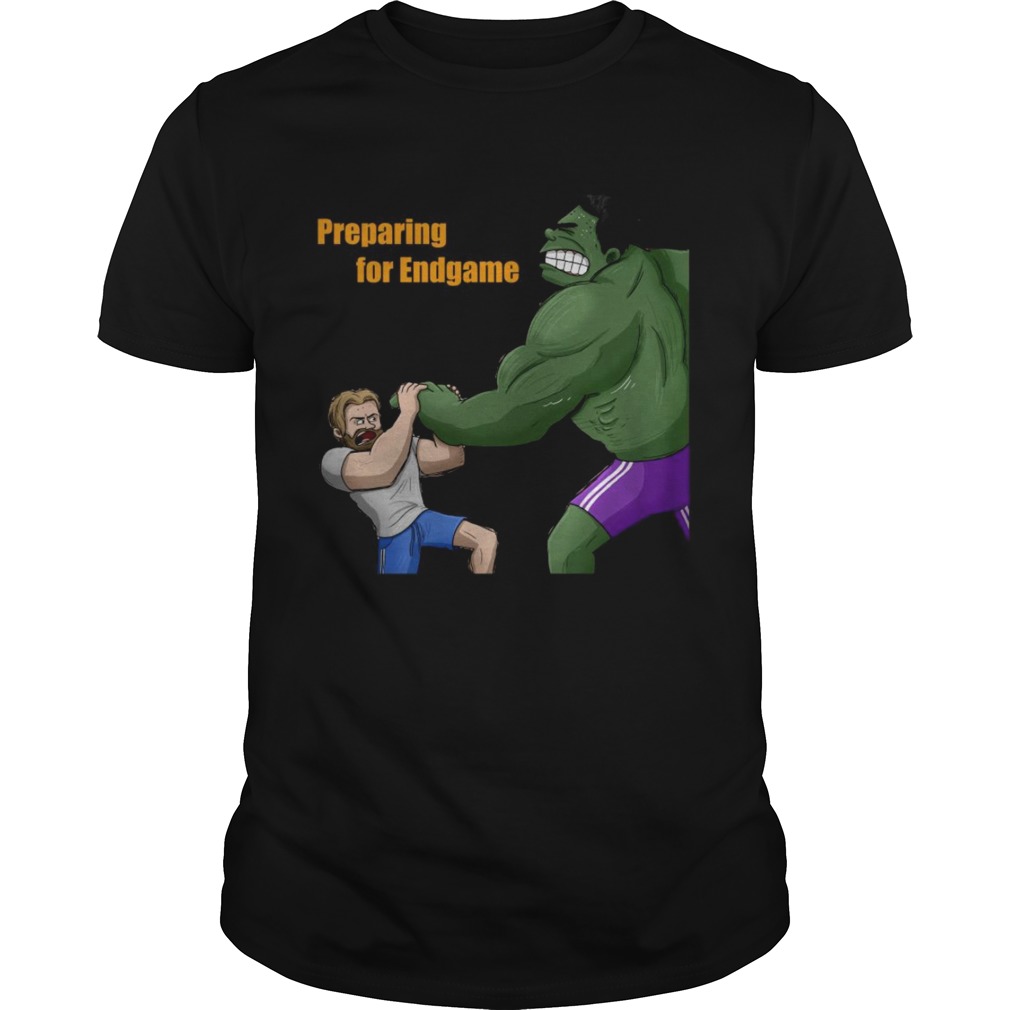 Hulk and Captain America preparing for endgame shirts