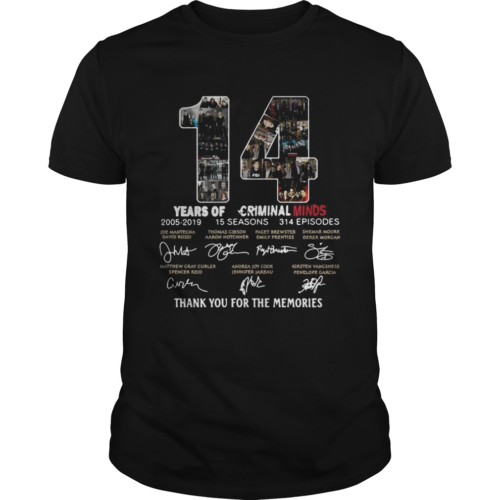 14 Years of Criminal Minds 2005-2019 thank you for the memories signature shirt