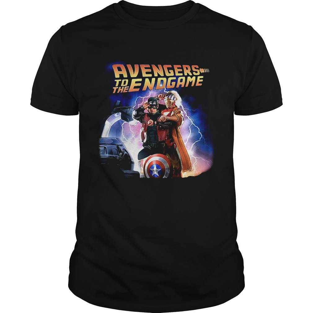 Captain America and Iron Man back to the future Avengers to the Endgame tshirt