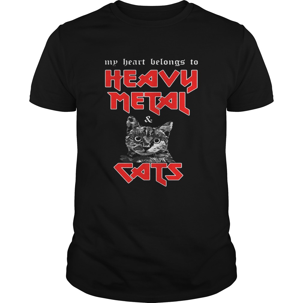 My heart belongs to heavy metal and cats tshirt