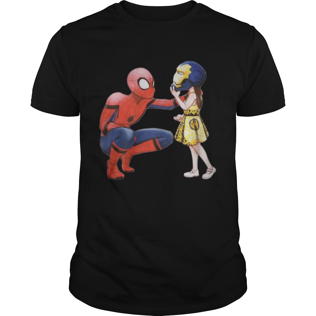 Peter Parker Spiderman and Morgan Stark Iron man shirts