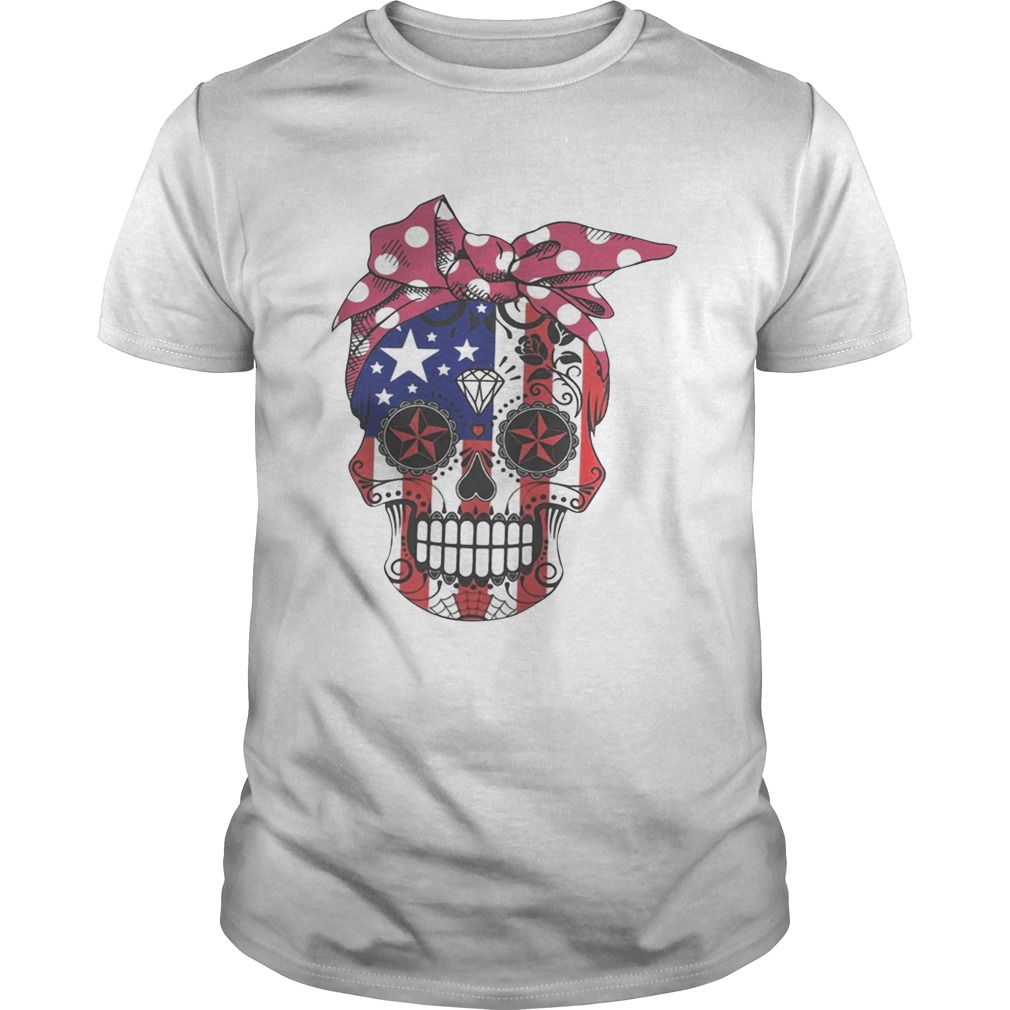Pink bow Skull Diamond Flag American Shirt