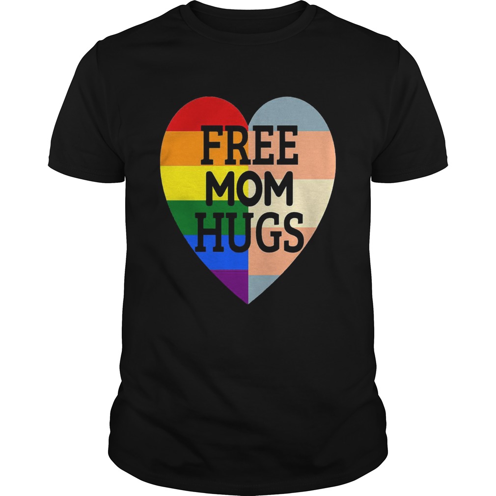 Free Mom Hugs Rainbow Heart Pride Premium Tshirt