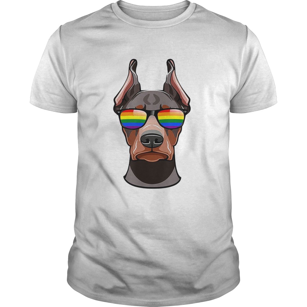 Original Doberman Pinscher Face Rainbow Sunglasses LGBT Pride Shirt