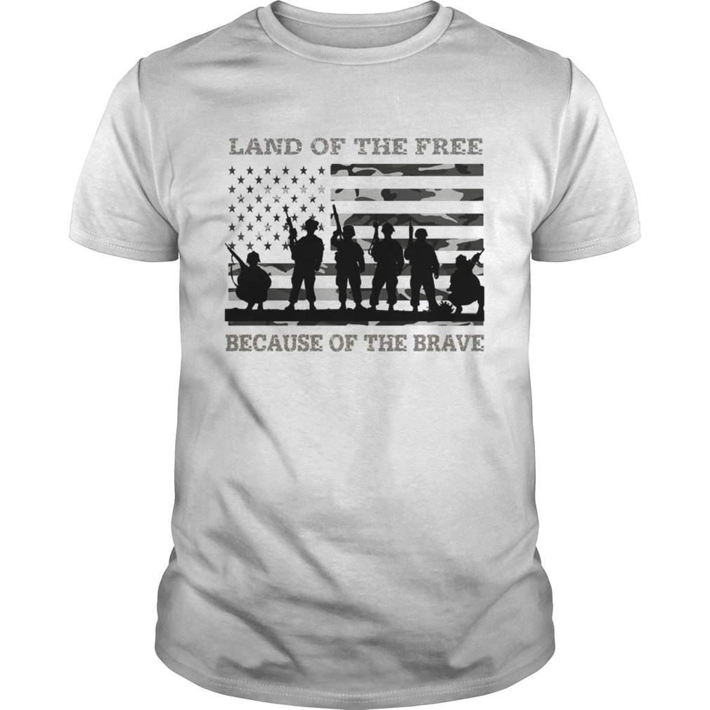 Veteran land of the free because of the brave American flag shirt