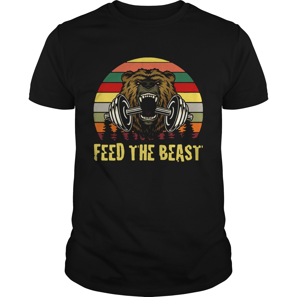 Bear weightlifting Feed The Beast retro shirt