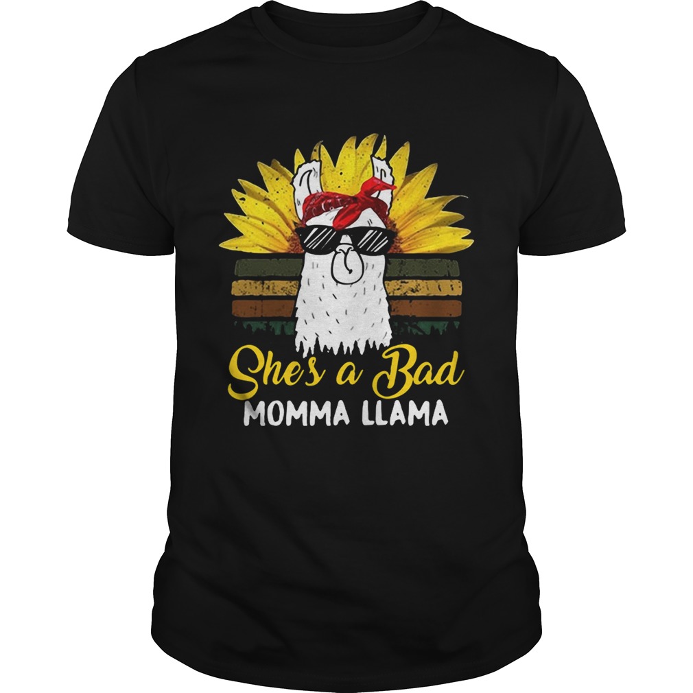 Sunflower shes a bad mama llama retro shirt