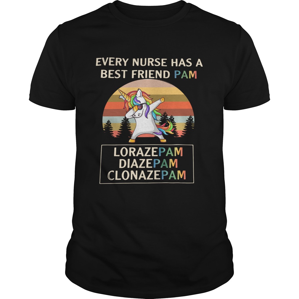 Unicorn dabbing every nurse has a best friend pam vintage shirt