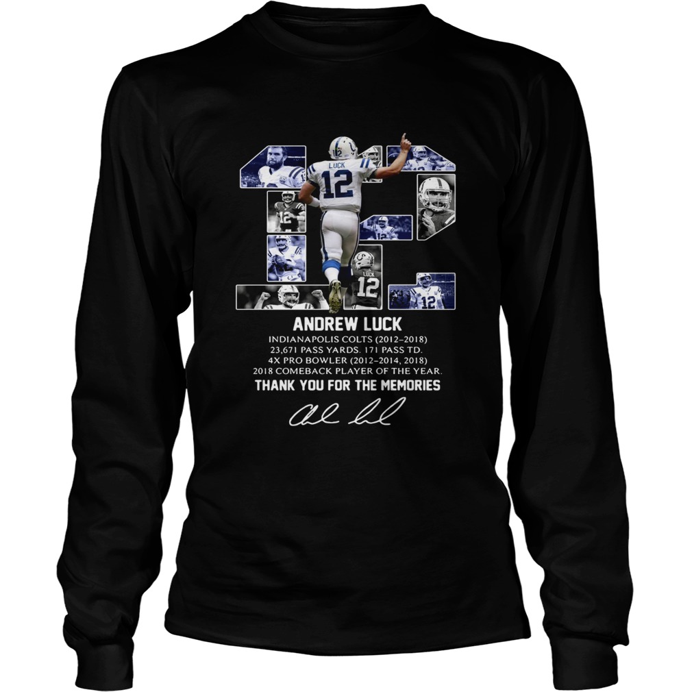 12 Andrew luck thank you for the memories signature LongSleeve