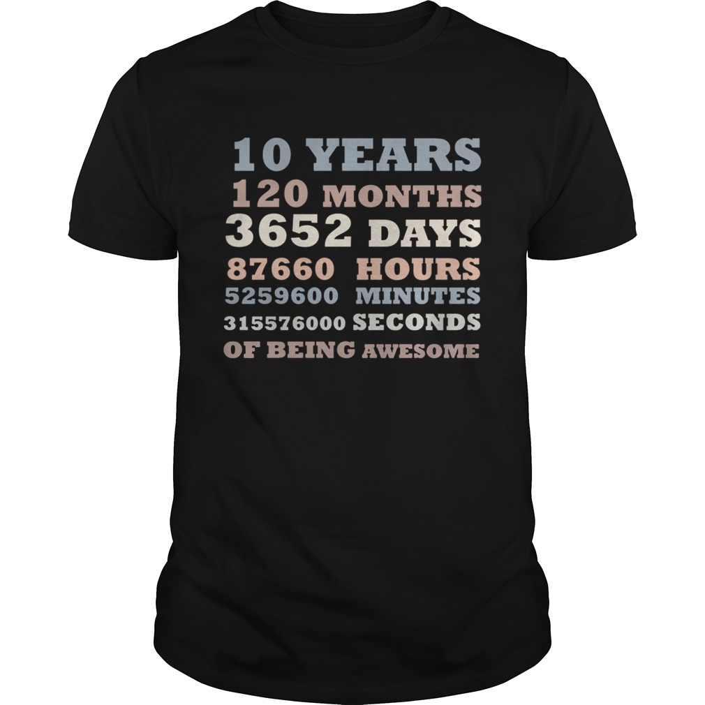 10 Years Old 10th Birthday Vintage Retro T Shirt 120 Months T-Shirt