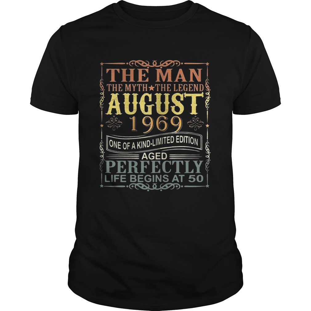 1969 Man Myth Legend August 50Th Bday Gifts 50 Yrs Old Tshirt