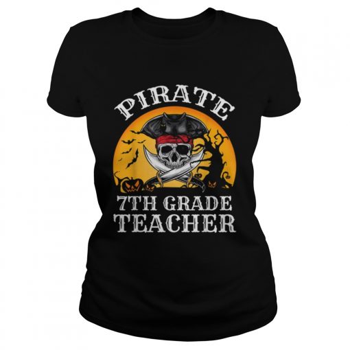 Beautiful Pirate 7th Grade Teacher Funny Halloween  Classic Ladies