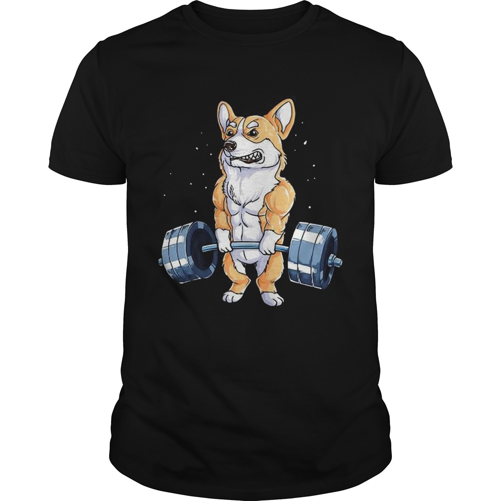 Corgi dog weight lifting shirt