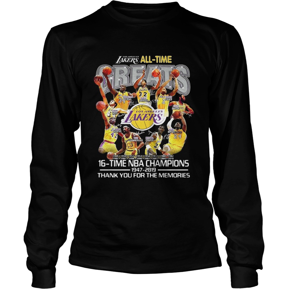 Los Angeles Lakers all time 16 time NBA champions LongSleeve