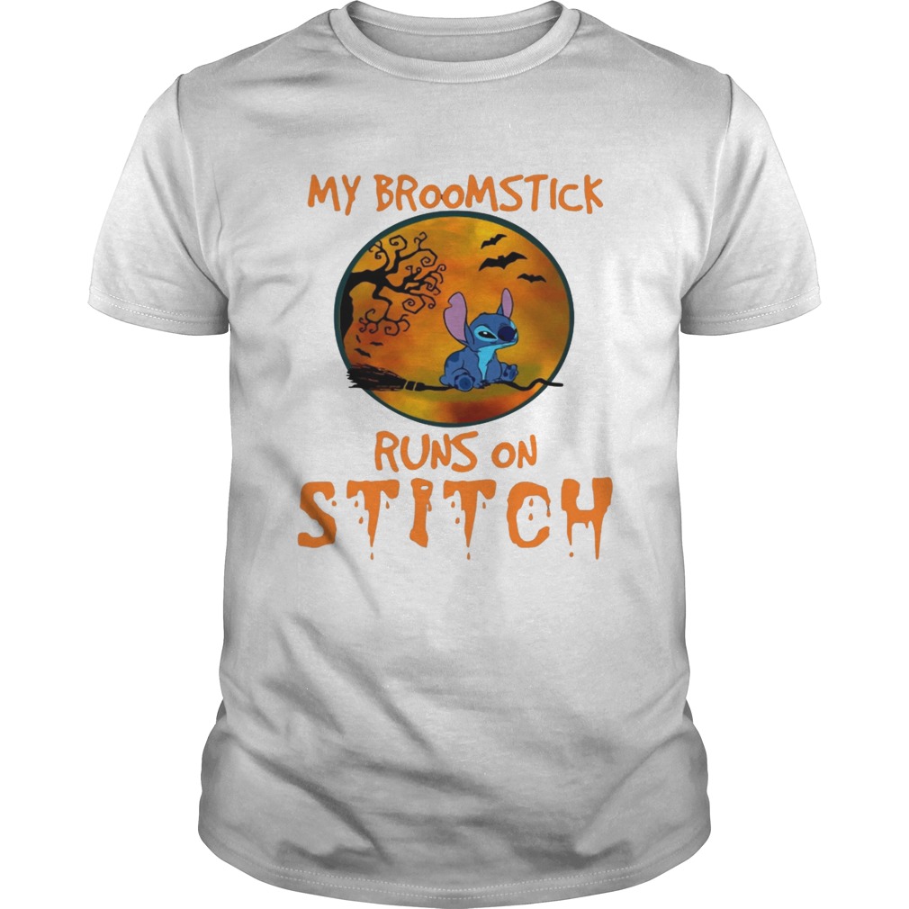 My Broomstick Runs On Stitch Halloween Tshirt