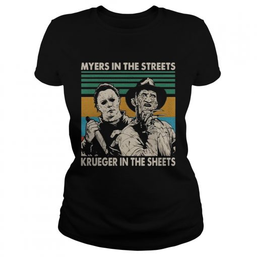 Myers in the streets Krueger in the sheets vintage t  Classic Ladies