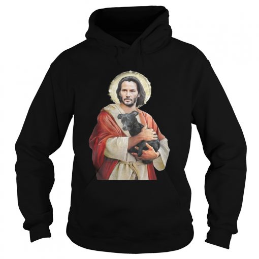 Saint Keanu Reeves Jesus hug a dog  Hoodie