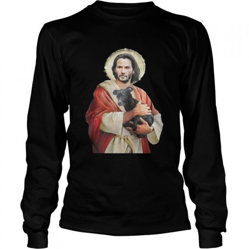 Saint Keanu Reeves Jesus hug a dog  LongSleeve