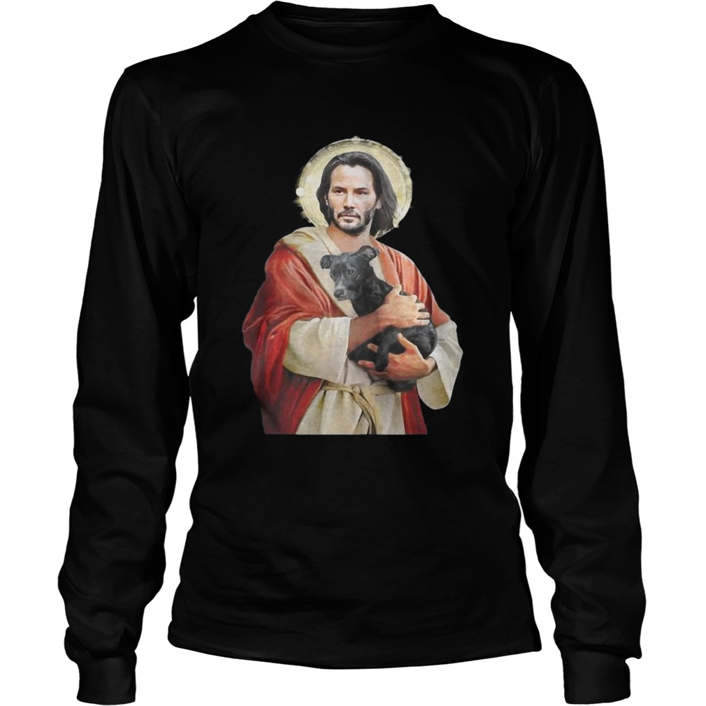Saint Keanu Reeves Jesus hug a dog LongSleeve