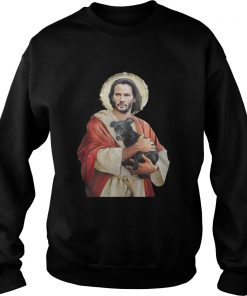 Saint Keanu Reeves Jesus hug a dog  Sweatshirt