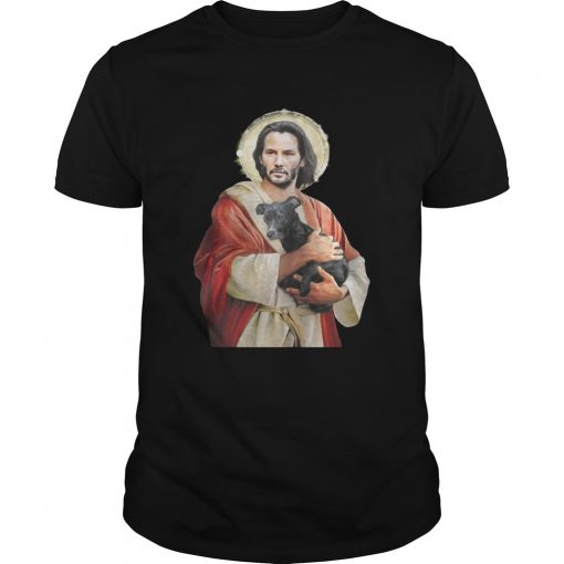 Saint Keanu Reeves Jesus hug a dog  Unisex